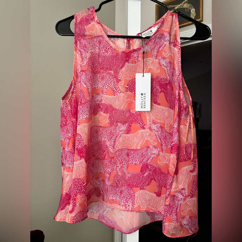 Molly Bracken Vibrant Pink and Orange Animal Print Top